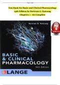 TEST BANK For Basic and Clinical Pharmacology, 14th Edition by Bertram G. Katzung, Verified Chapters 1 - 66, Complete Newest Version