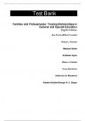 Test Bank For Families and Professionals Trusting Partnerships in General and Special Education 8th Edition By Turnbull, Francis, Burke, Kyzar, Haines, Gershwin, Shepherd, Holdren, Singer (All Chapters, 100% Original Verified, A+ Grade)