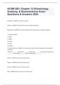 ACSM GEI- Chapter 12 (Kinesiology, Anatomy, & Biomechanics) Exam Questions & Answers 2024