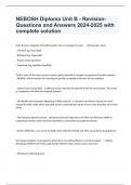 NEBOSH Diploma Unit B - Revision- Questions and Answers 2024-2025 with complete solution