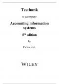 Testbank to accompany Accounting information  systems 5 th edition by Parkes et al