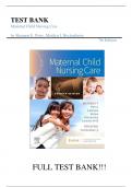 Test Bank Maternal Child Nursing Care 7th Edition by Shannon E. Perry, Marilyn J. Hockenberry||ISBN NO:10,032377671X||ISBN NO:13,978-0323776714||All Chapters||Complete Guide A+