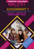 MRL3701 ASSIGNMENT 1 MEMO - SEMESTER 1 - 2024 - UNISA – DUE DATE: - 14 MARCH 2024 (INCLUDES FOOTNOTES AND BIBLIOGRAPHY) 