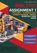 MRL3701 ASSIGNMENT 1 MEMO - SEMESTER 1 - 2024 - UNISA – DUE DATE: - 14 MARCH 2024 (DETAILED REFERENCES) 