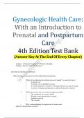 Gynecologic Health Care with an Introduction to Prenatal and Postpartum Care 4th Edition Test Bank | Answer Key at the chapter end, Latest 2024