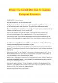 Primavera English 10B Unit 5: Examine European Literature