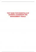 Test Bank for Essentials of Nursing Leadership and Management 7th Edition By Sally A. Weiss