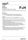 2023 AQA GCSE FRENCH Foundation and Higher Paper 2 Speaking