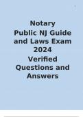 NJ Notary Public  Guide and Laws Exam 2024 Verified Questions and Answers