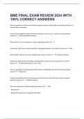 BME FINAL EXAM REVIEW 2024 WITH 100% CORRECT ANSWERS