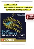 TEST BANK For Basic and Clinical Pharmacology, 15th Edition by Bertram G. Katzung, Verified Chapters 1 - 66, Updated Newest Version