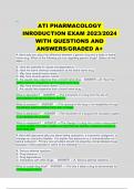 ATI PHARMACOLOGY INRODUCTION EXAM 2023/2024 WITH QUESTIONS AND ANSWERS/GRADED A+ 