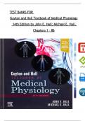 TEST BANK For Guyton and Hall Textbook of Medical Physiology 14th Edition by John E. Hall; All Chapters 1 - 86, Verified Newest Version