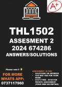 THL1501 Assignement 2 2024 (ANSWERS/SOLUTIONS)