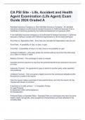 CA PSI Site - Life, Accident and Health Agent Examination (Life Agent) Exam Guide 2024 Graded A