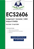 ECS2606 Assignment 2 (QUALITY ANSWERS) Semester 1 2024 (764526)