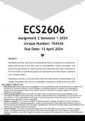  ECS2606 Assignment 2 (ANSWERS) Semester 1 2024 - DISTINCTION GUARANTEED