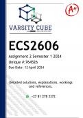 ECS2606 Assignment 2 (DETAILED ANSWERS) Semester 1 2024 - DISTINCTION GUARANTEED