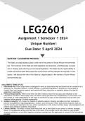 LEG2601 Assignment 1 (ANSWERS) Semester 1 2024 - DISTINCTION GUARANTEED