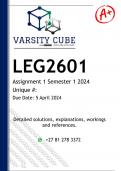 LEG2601 Assignment  1 (DETAILED ANSWERS) Semester 1 2024 - DISTINCTION GUARANTEED