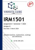 IRM1501 Assignment 1 (DETAILED ANSWERS) Semester 1 2024 - DISTINCTION GUARANTEED.