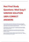 LATEST Hesi Final Study Questions: Med Surg II VERIFIED SOLUTION 100% CORRECT ANSWERS