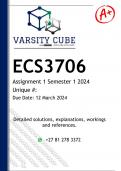 ECS3706 Assignment 1 (MCQ ANSWERS) Semester 1 2024 - DISTINCTION GUARANTEED