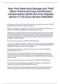 New York State Auto Damage and Theft  Motor Vehicle No-Fault And Workers  Compensation Health Services Adjuster  (Series 17-72) Exam Review 2024/2025