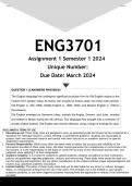 ENG3701 Assignment 1 (ANSWERS) Semester 1 2024 - DISTINCTION GUARANTEED