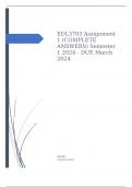 EDL3703 Assignment 1 (COMPLETE ANSWERS) Semester 1 2024 - DUE March 2024.