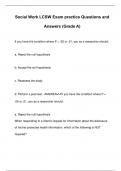 Social Work LCSW Exam practice Questions and Answers (Grade A+)