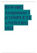 BSW4802 Assignment 1 (COMPLETE ANSWERS) 2024