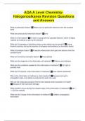 AQA A Level ChemistryHalogenoalkanes Revision Questions  and Answers