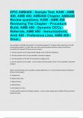 EPIC AMB400 - Sample Test, KAW - AMB 400, AMB 400, AMB400 Chapter, AMB400 exam question and answer latest update 