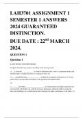 LAH3701 ASSIGNMENT 1 SEMESTER 1 ANSWERS 2024 GUARANTEED DISTINCTION. DUE DATE : 22nd MARCH 2024.