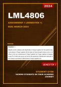 LML4806 Assignment 1 (Semester 1) - Due: March 2024
