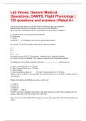 Lab Values, General Medical, Operations, CAMTS, Flight Physiology | 125 questions and answers | Rated A+