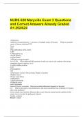 NURS 620 Maryville Exam 3 Questions and Correct Answers Already Graded A+.202424