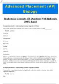 ADVANCED PLACEMENT (AP) BIOLOGY BIOCHEMICAL CONCEPTS 170 QUESTIONS WITH RATIONALE |100% RATED