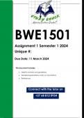 BWE1501 Assignment 1 (QUALITY ANSWERS) Semester 1 2024
