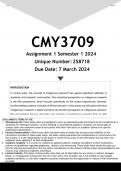 CMY3709 Assignment 1 (ANSWERS) Semester 1 2024 - DISTINCTION GUARANTEED