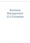 Summary -  Business Management 113