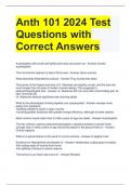 Anth 101 2024 Test Questions with Correct Answers 