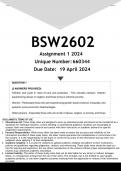 BSW2602 Assignment 1 (ANSWERS) 2024 (660344) - DISTINCTION GUARANTEED