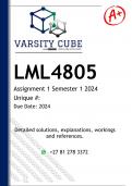 LML4805 Assignment 1 (DETAILED ANSWERS) Semester 1 2024 - DISTINCTION GUARANTEED 