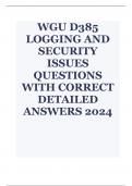 WGU D385 LOGGING AND SECURITY ISSUES QUESTIONS WITH CORRECT DETAILED ANSWERS 2024