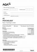 AQA A LEVEL PSYCHOLOGY PAPER 2 (7182-2) Pyschology in Context- QUESTION PAPER 25 MAY 2023
