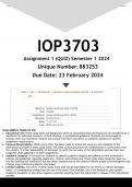 IOP3703 Assignment 1 (ANSWERS) Semester 1 2024 - DISTINCTION GUARANTEED.