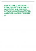 NGN ATI CNA COMPETENCY  EXAM 2024 ACTUAL EXAM 80  QUESTIONS AND CORRECT  DETAILED ANSWERS (VERIFIED  ANSWERS) |ALREADY GRADED  A+