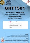 GRT1501 Assignment 1 (QUIZ ANSWERS) 2024 (645966) - DUE 27 March 2024 